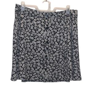 NWT Loft Floral Black and White Women's Mini Circle Skirt Faux Button Down